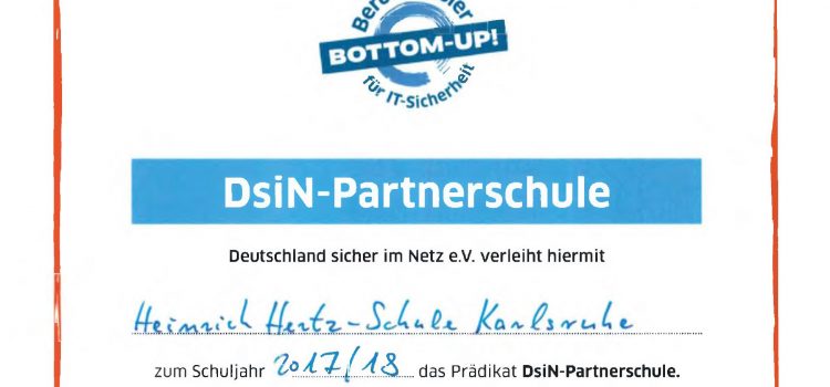 HHS wird Partnerschule von Deutschland sicher im Netz e. V.